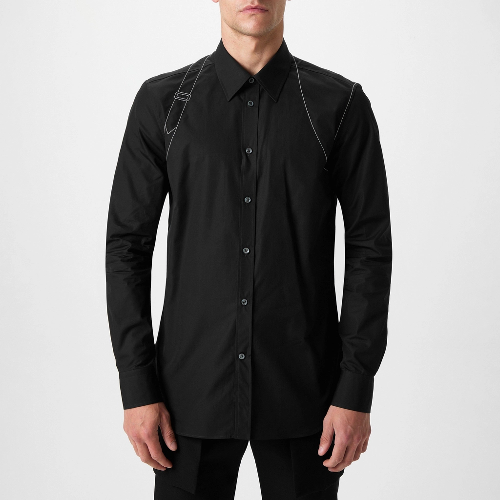 Alexander McQueen Contrast Stitch Shirt - Black